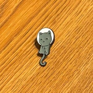 Women’s Accessories Fun Colorful Gray Space Cat Enamel Pin-White&Black Accents